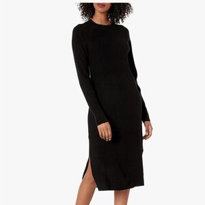 Elegant Black Ribbed Knit Dress